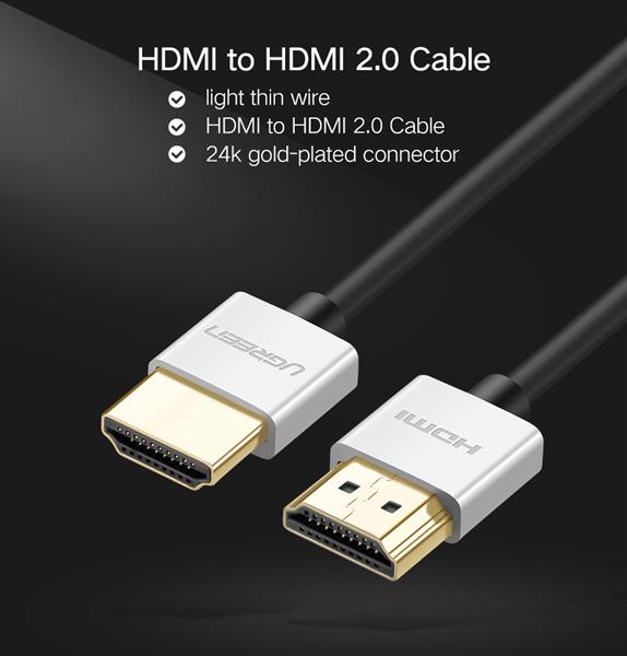 Ugreen HDMI Cable Ultra Slim HD117 Version 2.0 8M Sliver GK
