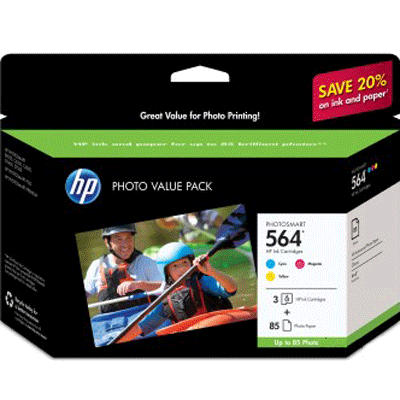 HP 564 Photo Value Pack, CMY, 85sht CG929AA 618EL