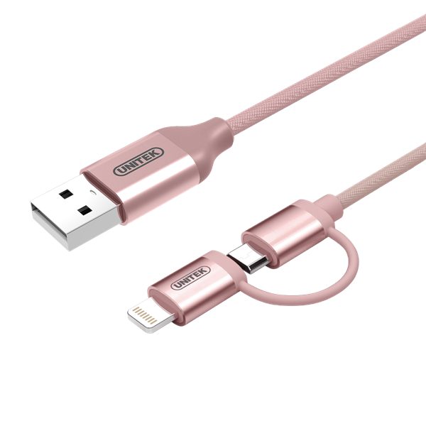 C&#193;P USB 2.0 -&gt; LIGHTNING + MICRO USB UNITEK 1M (Y-C 4031RG) 318HP