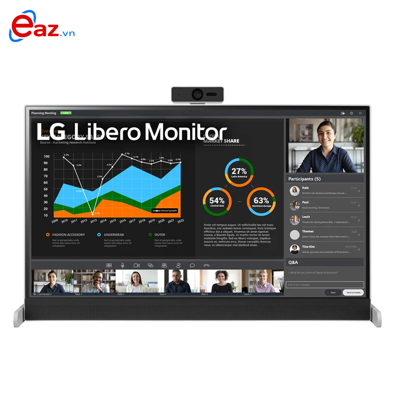 M&#224;n h&#236;nh LCD LG 27BQ70QC-S.ATV | 27&quot; QHD - IPS - 99% sRGB | HDR | Webcam | Speaker | Treo tường | Để b&#224;n | HDMI | USB-C