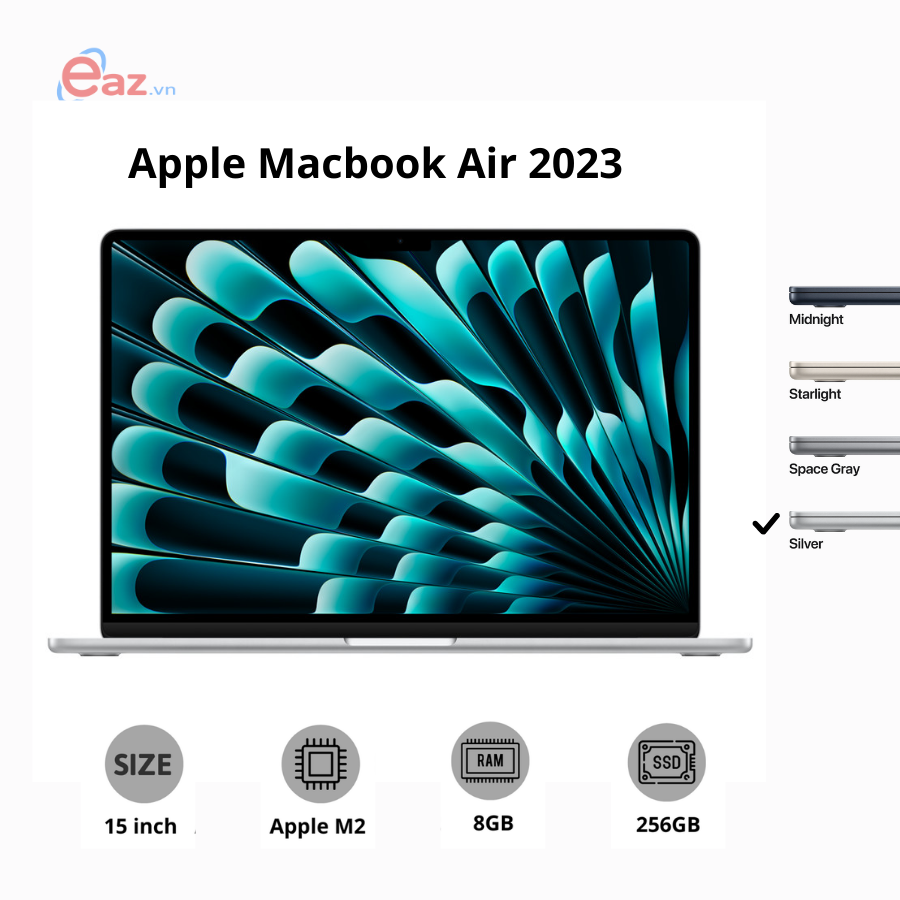 Apple Macbook Air 15 M2 (MQKR3) | Apple M2 8 Core | 8GB | 256GB SSD | GPU 10 Core | 15.3&quot; IPS | Silver | 1023