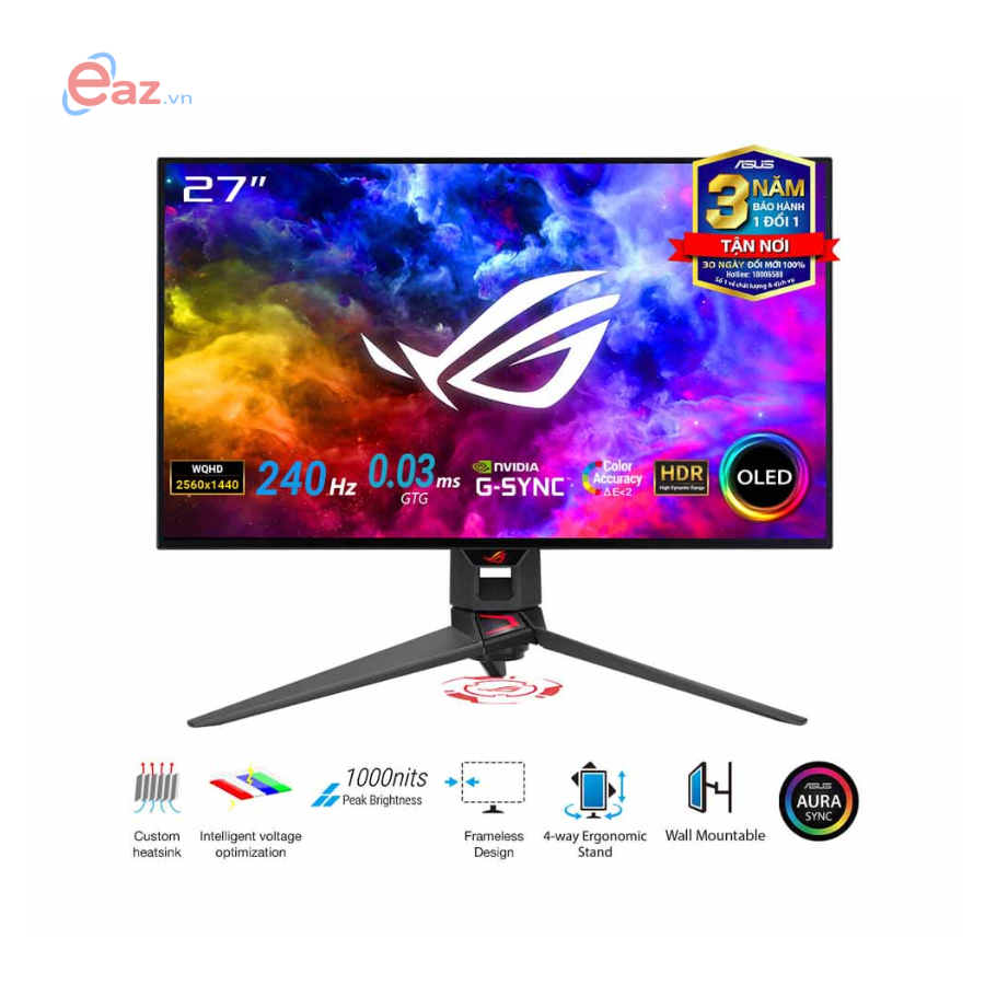 M&#224;n h&#236;nh Asus ROG Swift OLED PG27AQDM | 26.5 inch 2K 240Hz | HDR | HDMI | DP | USB | G-SYNC