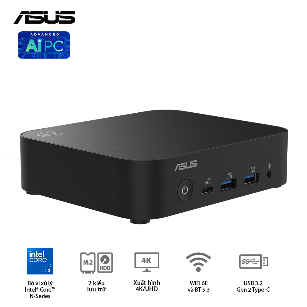 Bộ Mini PC Asus NUC 14 Essential RNUC14MNK97 | Intel Core 3 N97 | DDR5-4800 | 1x M.2 22x80/2242 PCIe Gen3x4 | 1x LAN | No-OS | 0325D