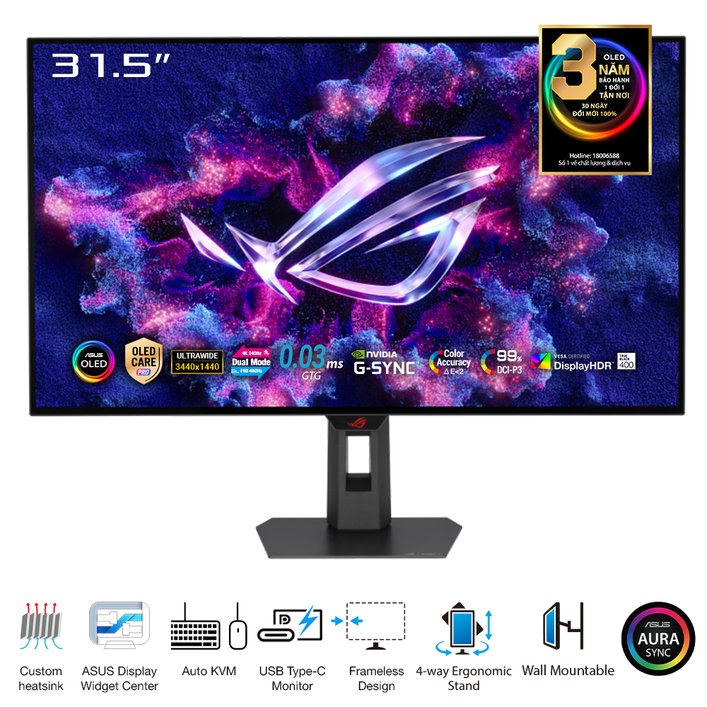Màn Hình Gaming ASUS ROG Strix OLED XG32UCWMG | 31.5 inch - WOLED - 4K - 240Hz - 0.03ms | 0326