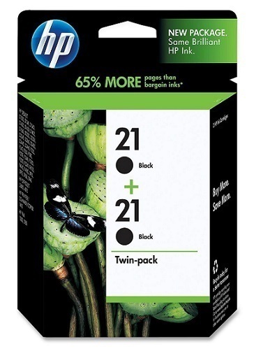 HP 21 Black Ink Cartridge, TWIN PACK CC627AA 618EL