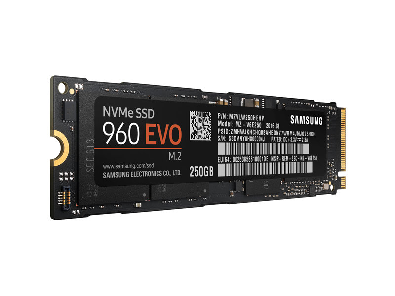 Samsung SSD 960EVO - 250GB SSD PCIe Gen 3.0x4 NVMe (MZ-V6E250BW) 817MC