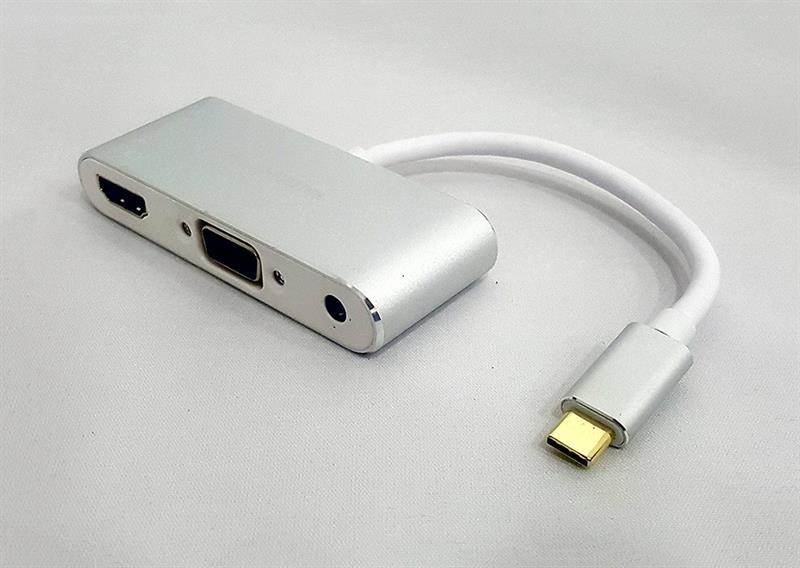 C&#193;P TYPE C -&gt; HDMI + VGA + AUDIO + USB 2.0 KM (KY-V011S) 318HP